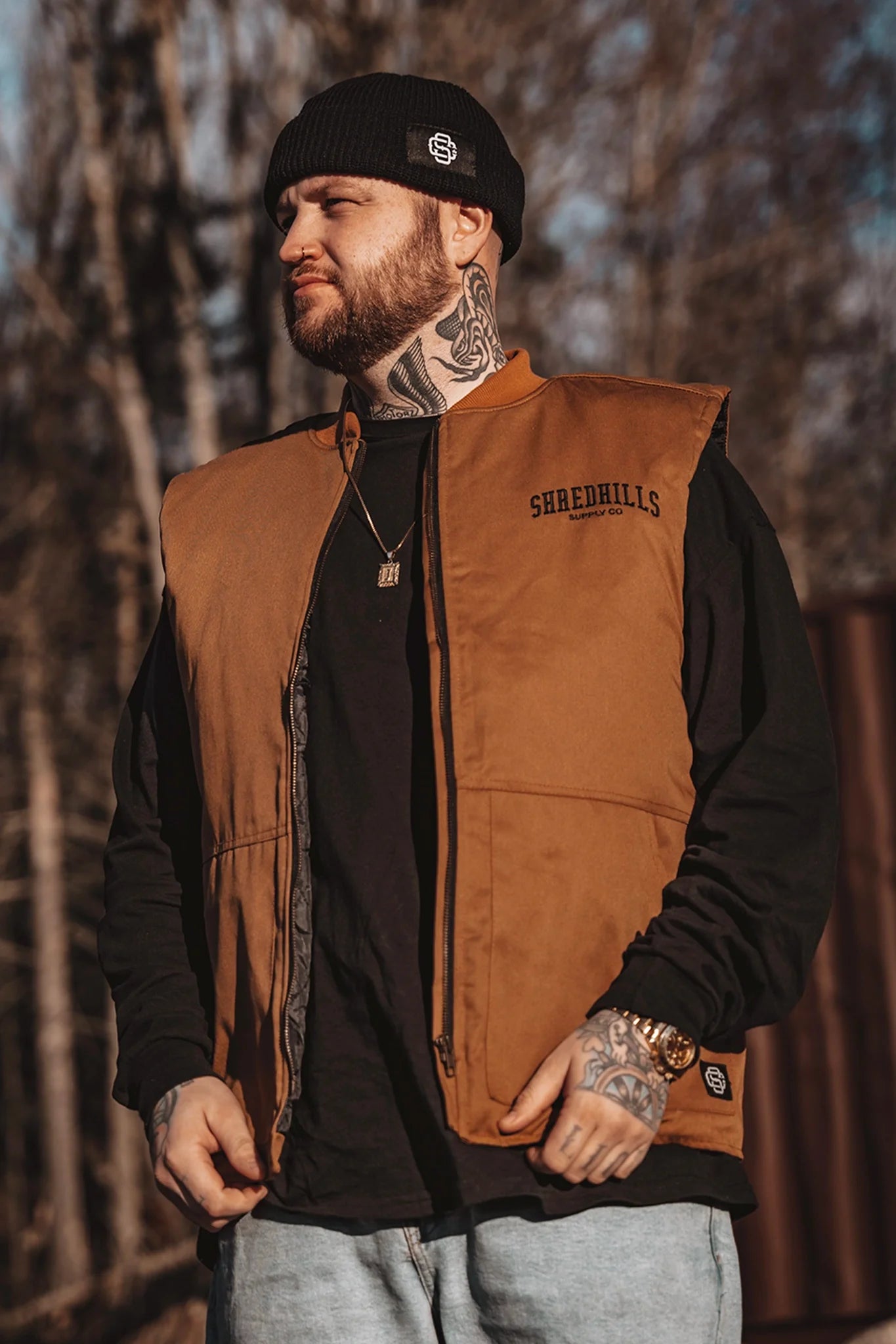 Brown Denim Vests - Shredhills